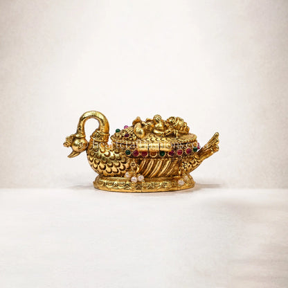Swan Royal Sindoor Box (Baby Krishna Motif)