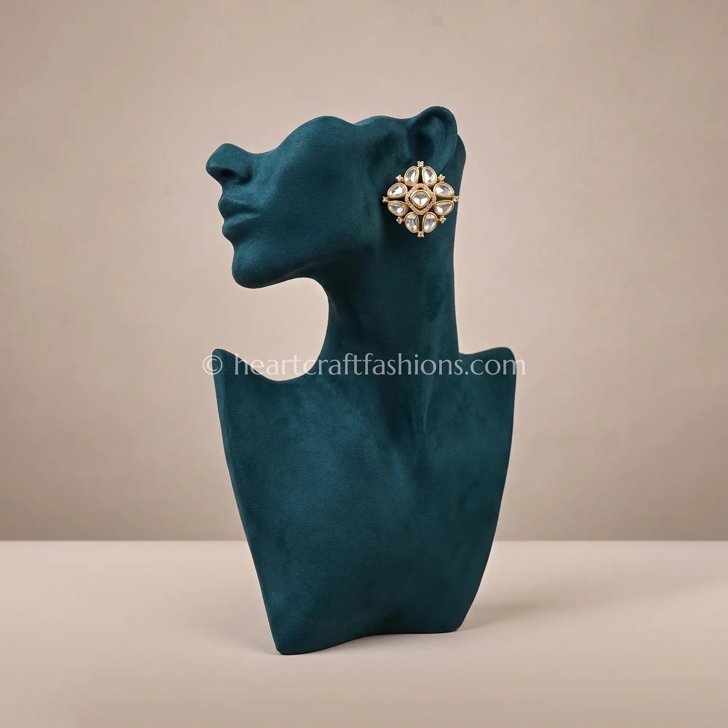 Rajkamal Moissanite Polki Studs