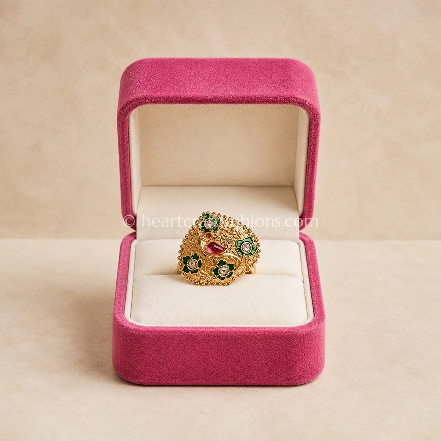 Gulnaar Meenakari Polki Ring