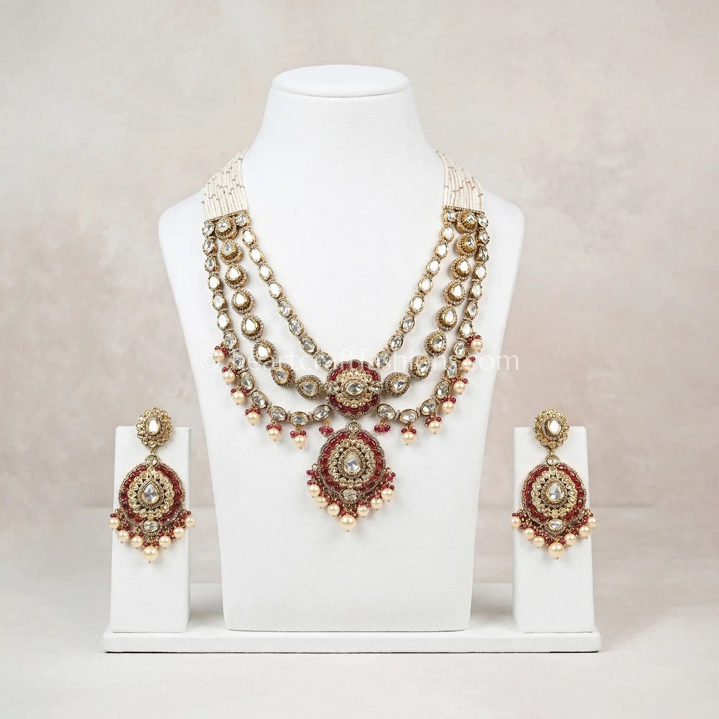 Gulrang Sunehri Kundan Ruby Double Layer Set