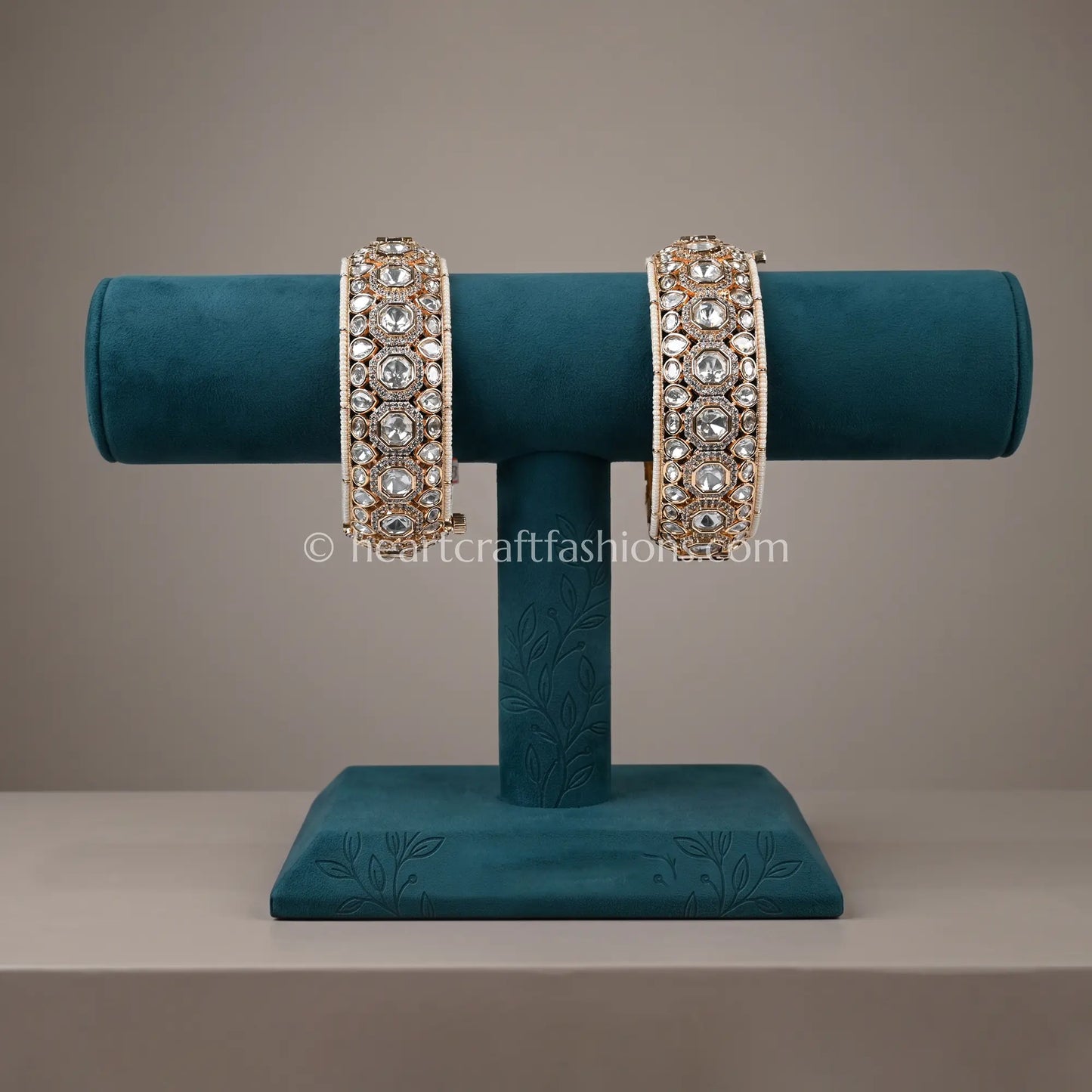Champagne Moissanite Polki Heritage Bangles