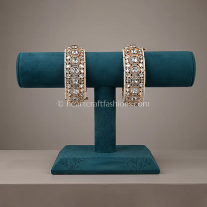Champagne Moissanite Polki Heritage Bangles