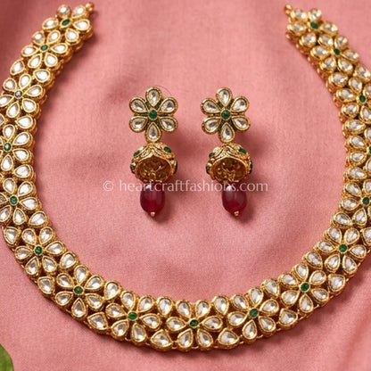 AC Kundan Floral Drop Choker Set