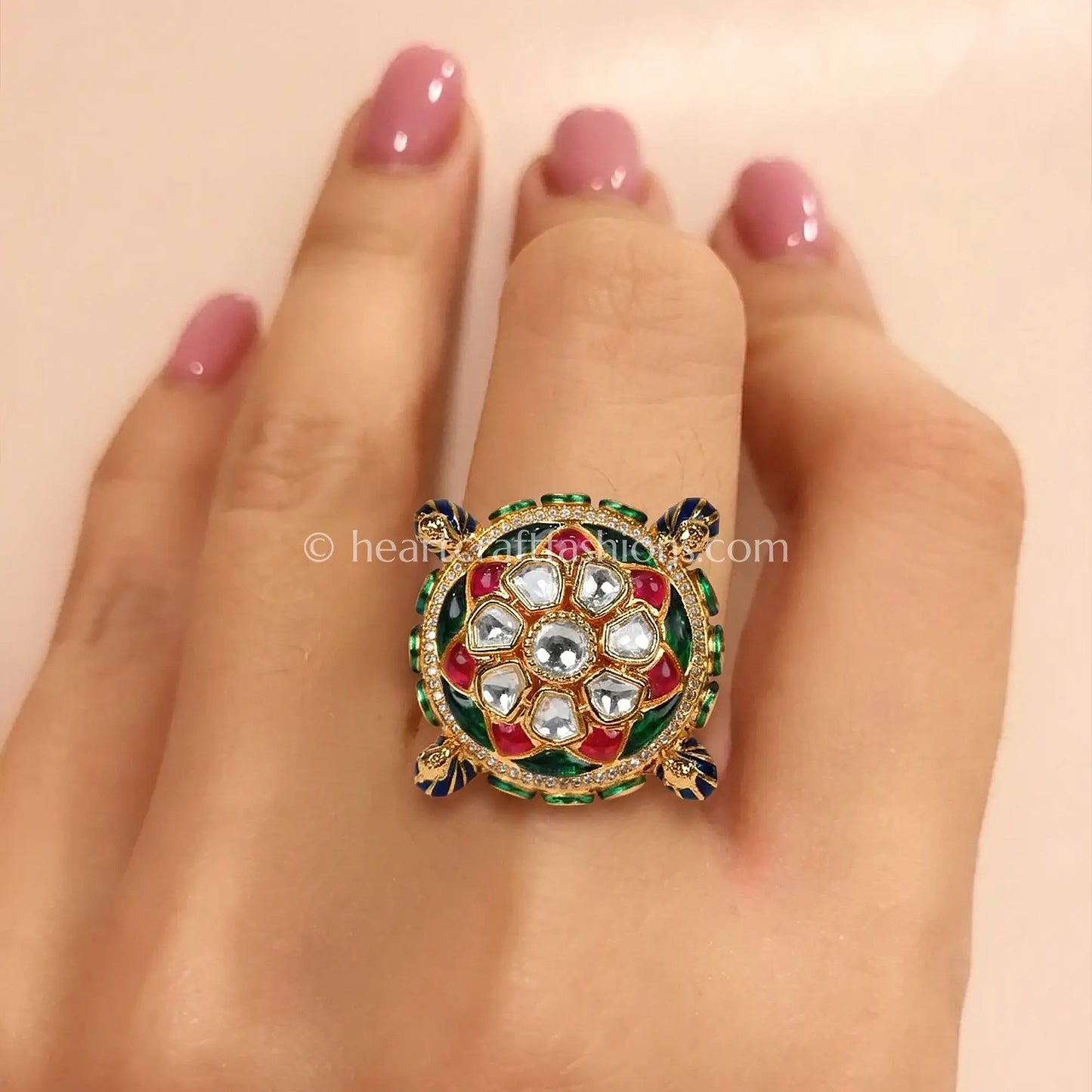 AC Kundan Meenakari Pushpa Ring