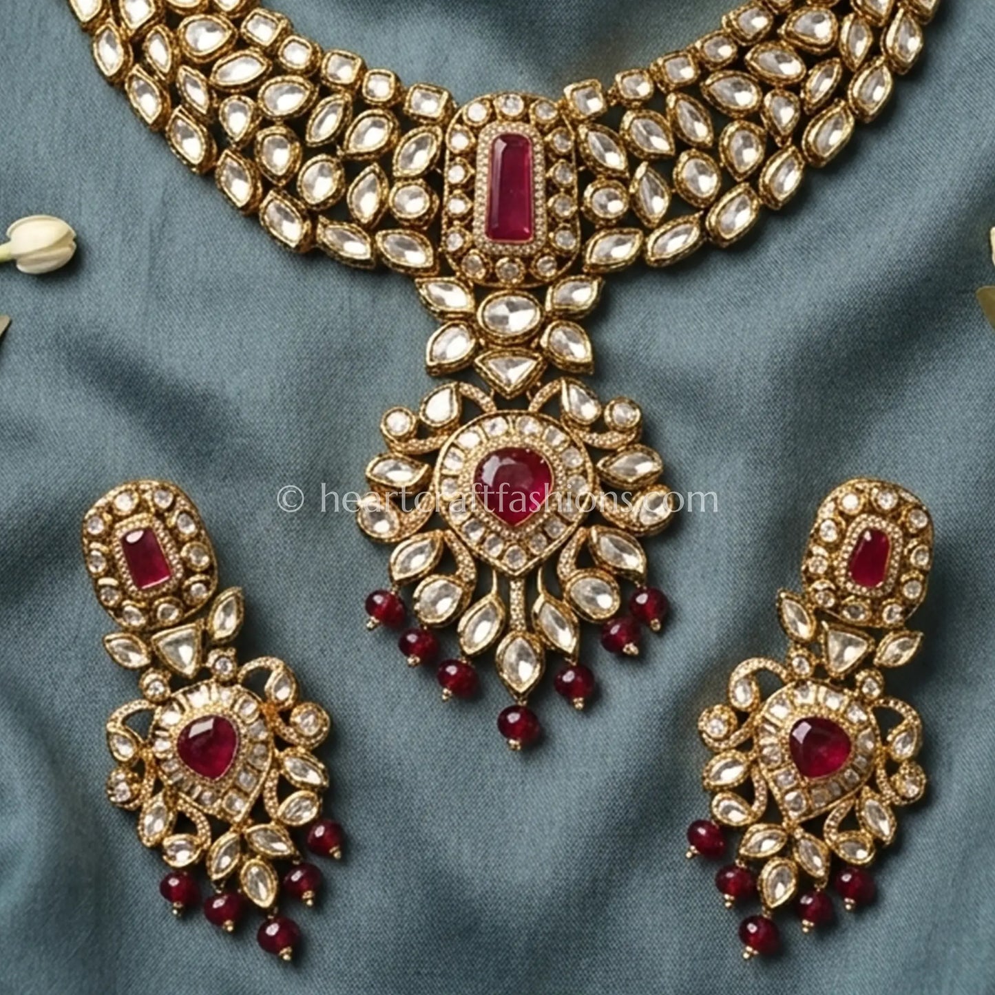 AC Kundan Ruby Doublet Statement Choker Set