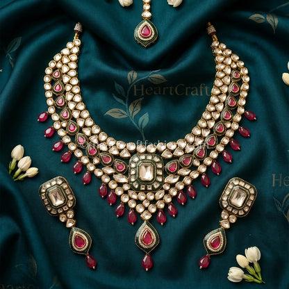 AC Kundan Victorian Ruby Drop Choker Set