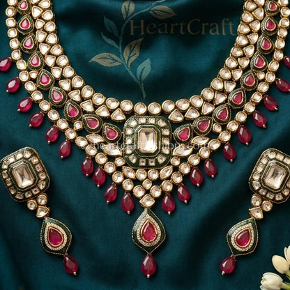 AC Kundan Victorian Ruby Drop Choker Set