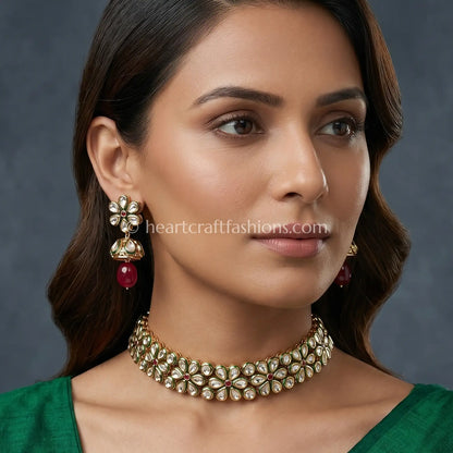 AC Kundan Floral Drop Choker Set