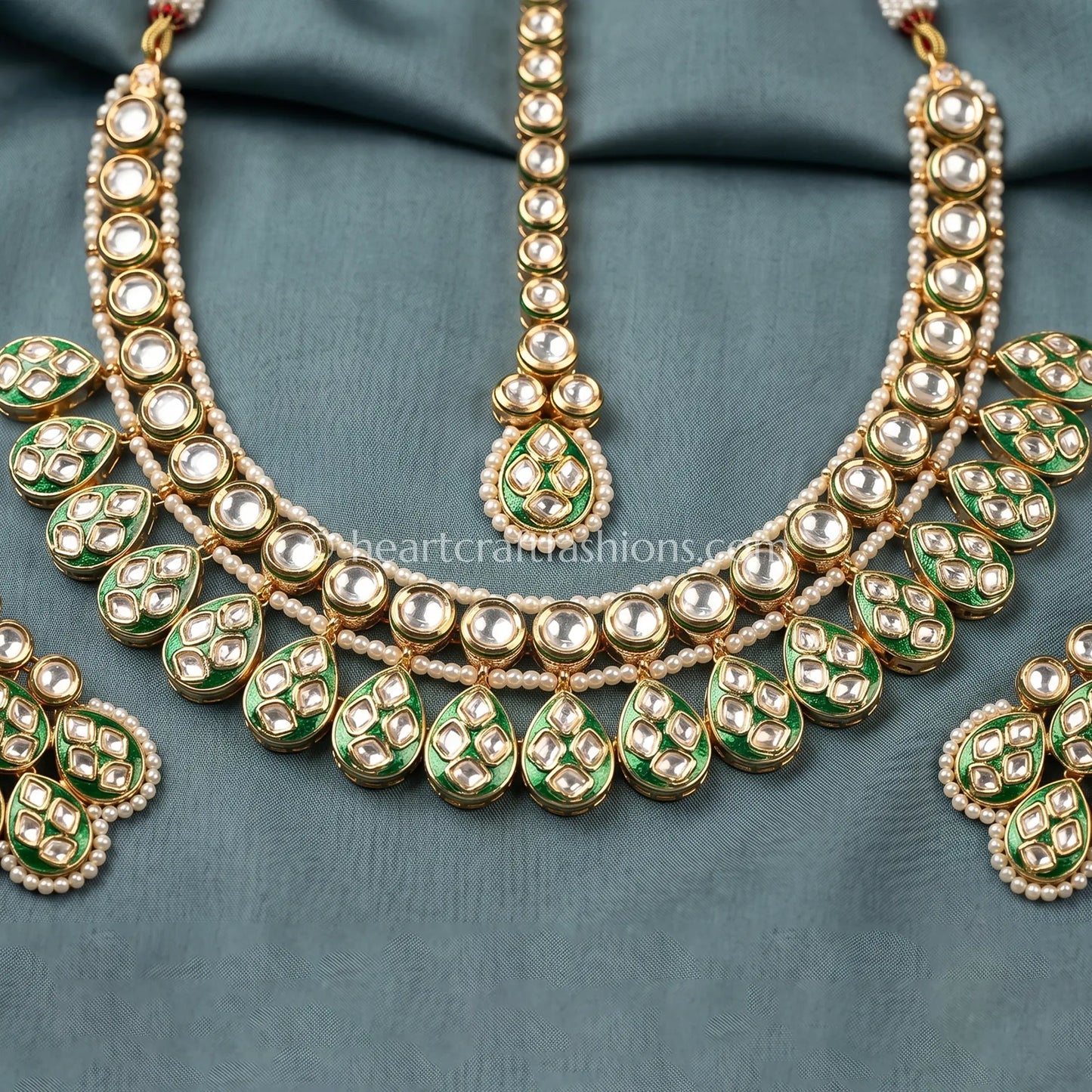 AC Kundan Pista Leaf Royal Choker Set