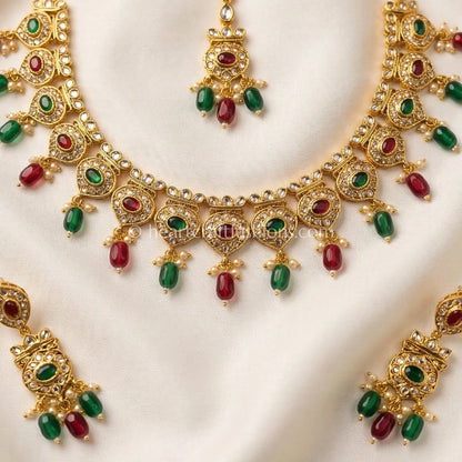 Ahmedabadi Kundan Navrang Drop Royal Choker