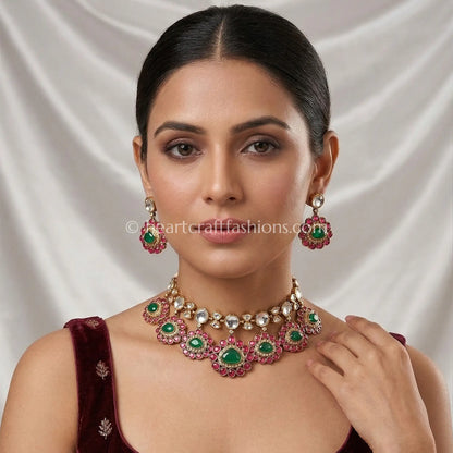 Amrapali Green Doublet Classic Choker Haar