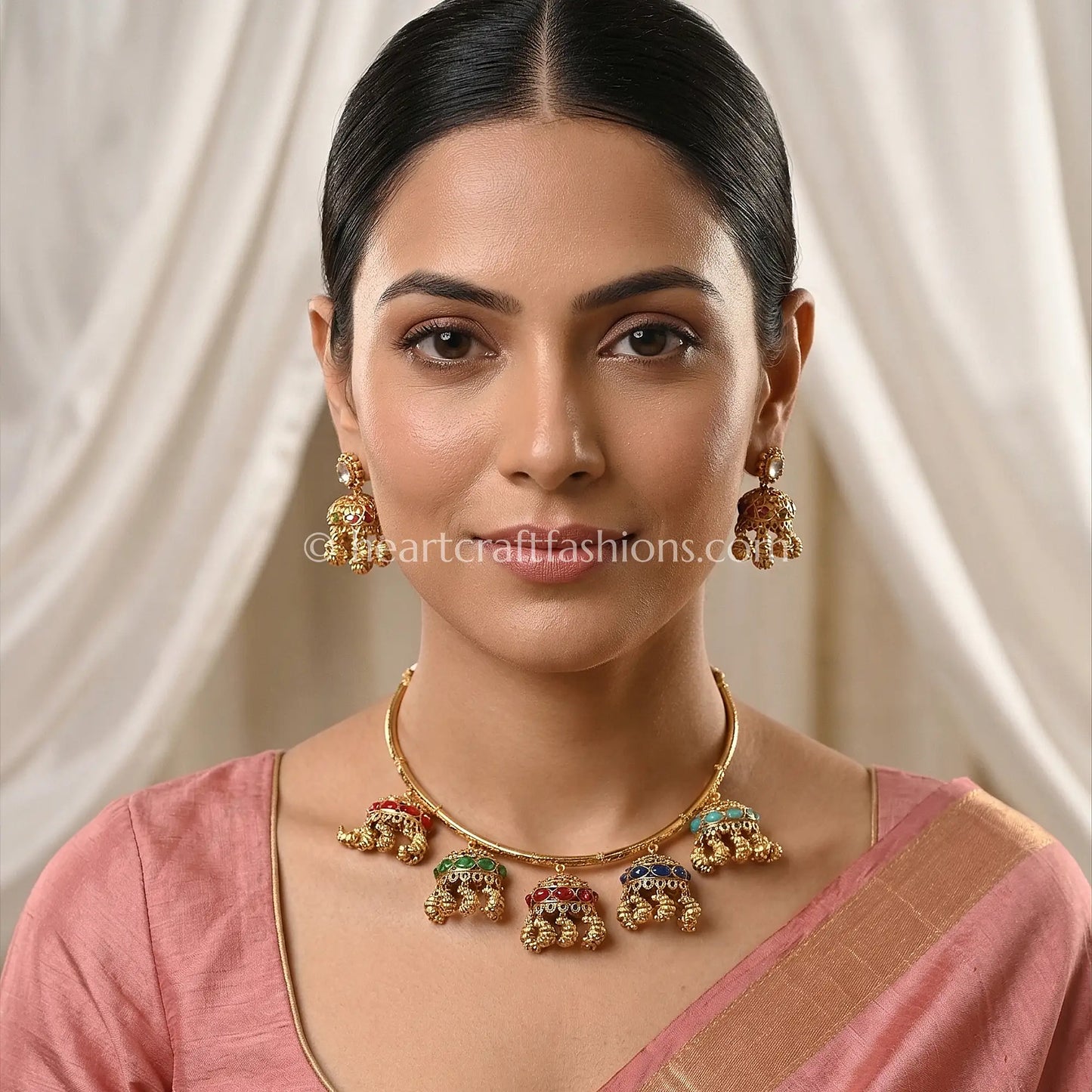 Amrapali Hasli Meenakari Jhumka Set