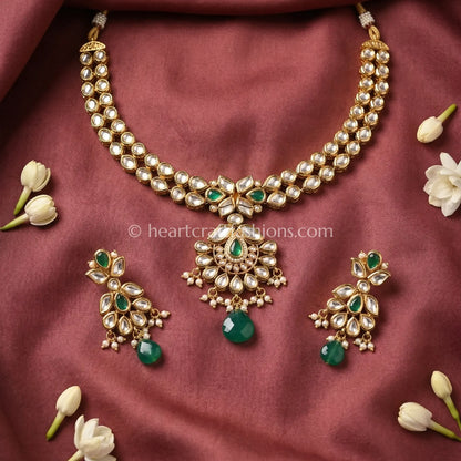 Avira AC Kundan Emerald Drop Choker
