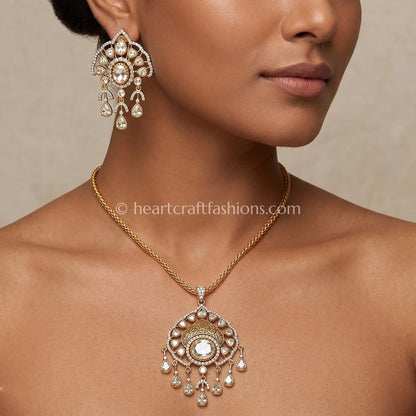 Aabha Moissanite Polki Pendant Set