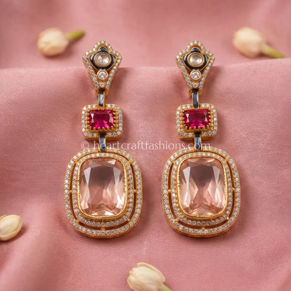 Aarna Ruby Moissanite Polki Doublet Earrings