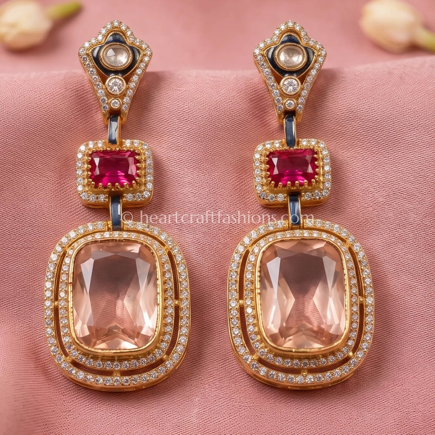Aarna Ruby Moissanite Polki Doublet Earrings