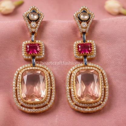Aarna Ruby Moissanite Polki Doublet Earrings