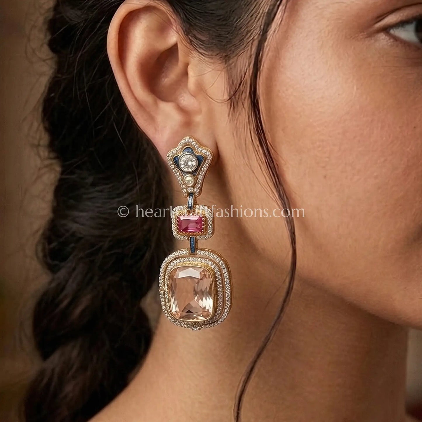 Aarna Ruby Moissanite Polki Doublet Earrings
