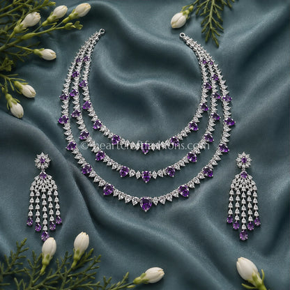 Amethyst Pear-Cut 3-Tier Layered Necklace Set