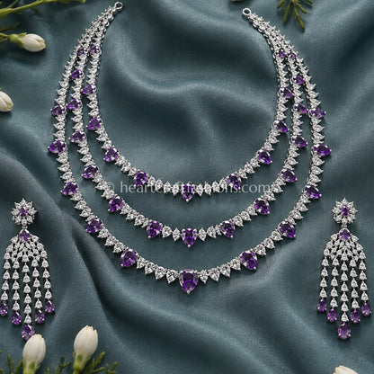 Amethyst Pear-Cut 3-Tier Layered Necklace Set