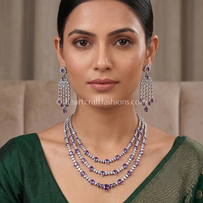 Amethyst Pear-Cut 3-Tier Layered Necklace Set