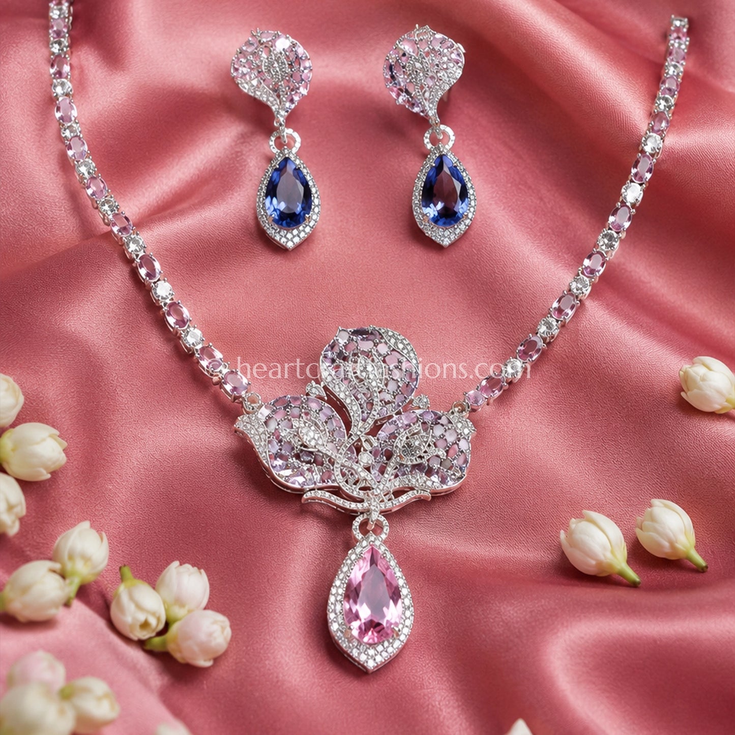 Amethyst & Morganite Orchid Bloom Pendant Set