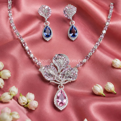 Amethyst & Morganite Orchid Bloom Pendant Set