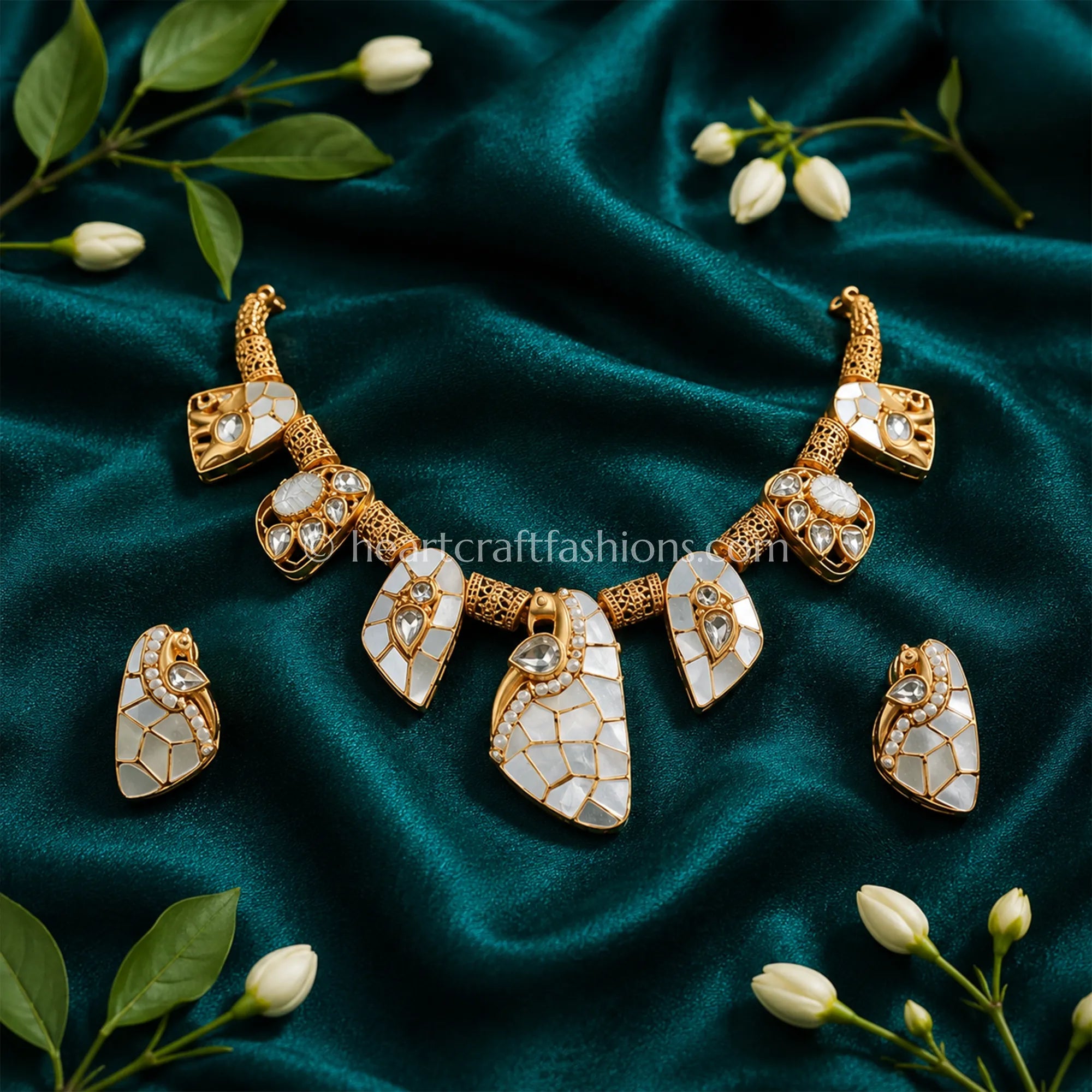 Amrapali Mosaic Mother-of-Pearl Antique Shield Necklace Set