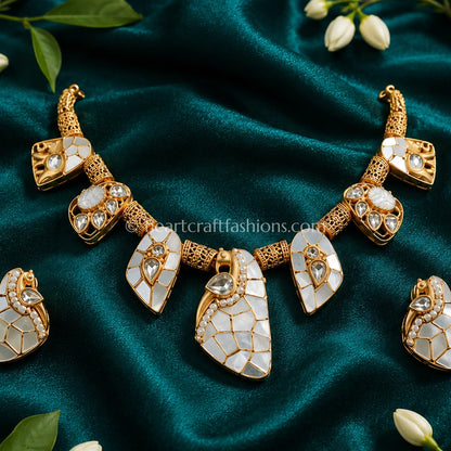 Amrapali Mosaic Mother-of-Pearl Antique Shield Necklace Set