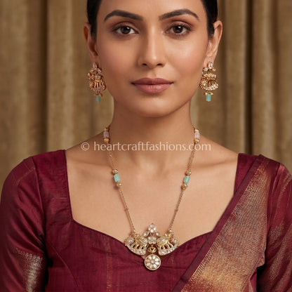 Aqua Amrapali Elephant Pendant Set