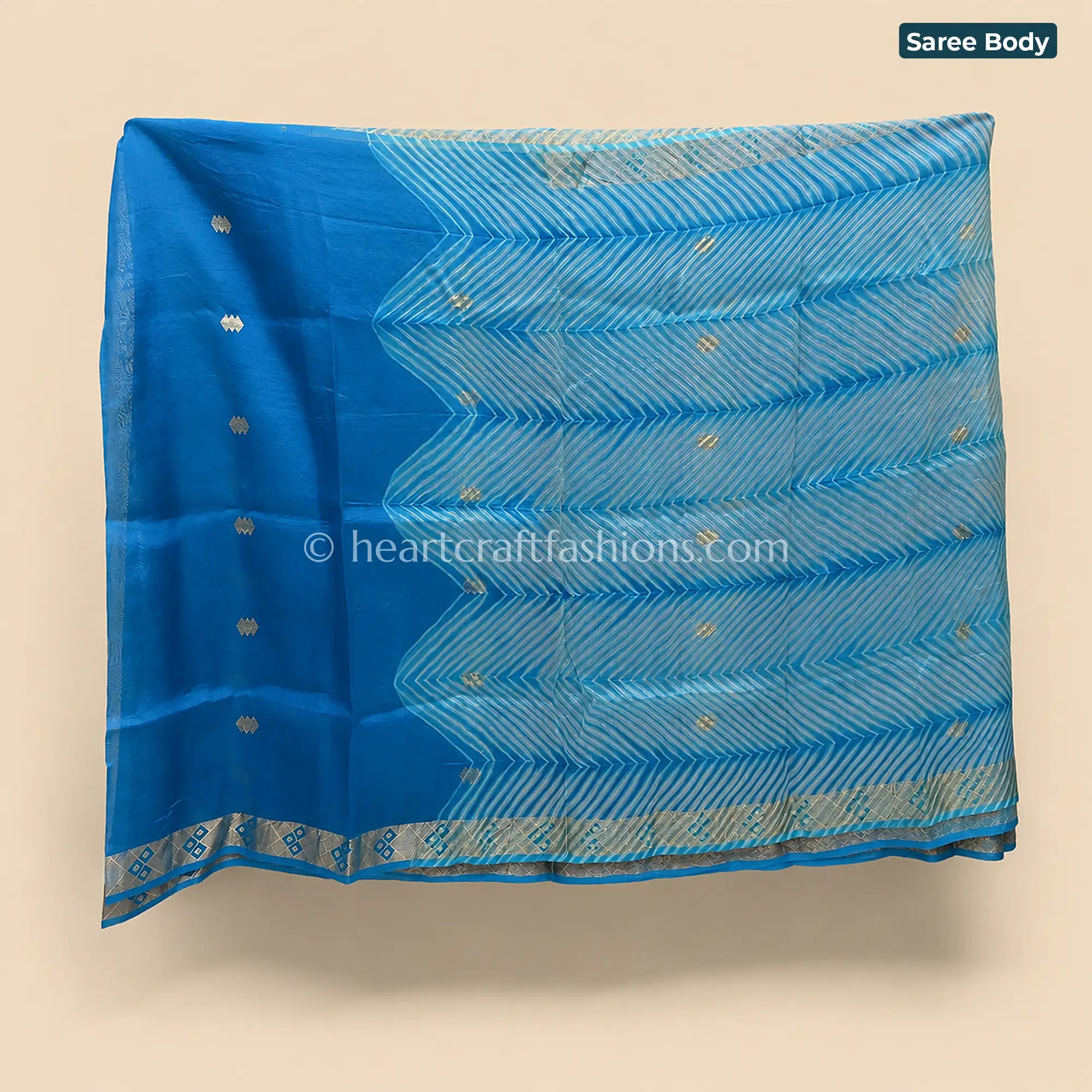 Aqua Blue Kora Silk Banarasi Saree