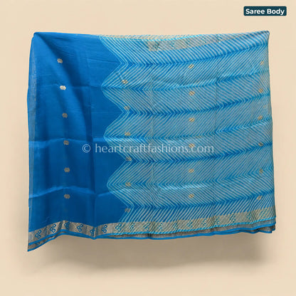 Aqua Blue Kora Silk Banarasi Saree