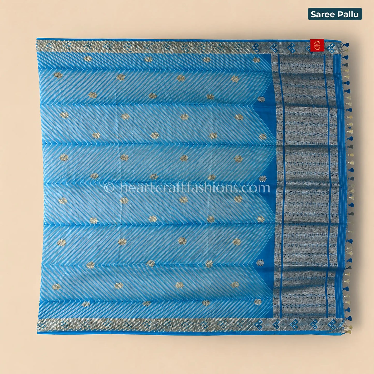 Aqua Blue Kora Silk Banarasi Saree