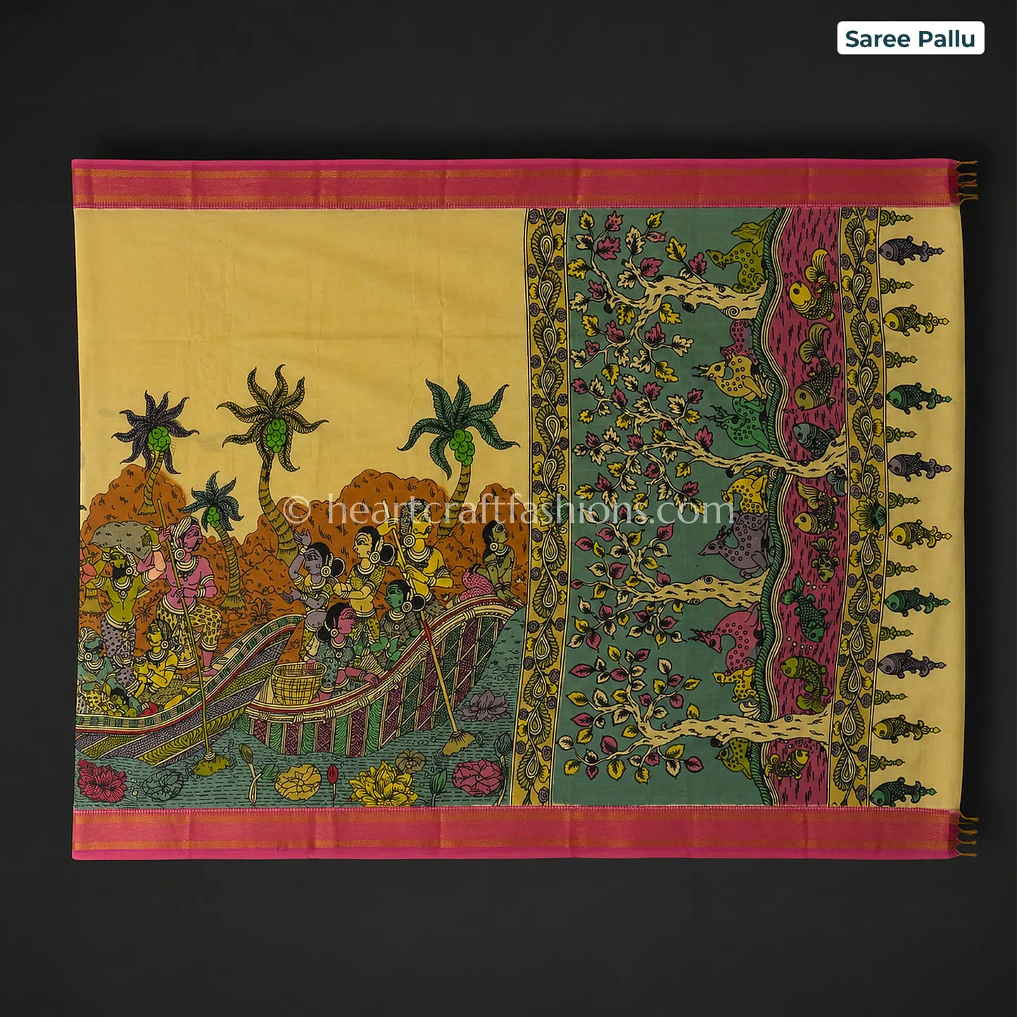 Beige Multicolor Kalamkari Bangalore Silk Saree