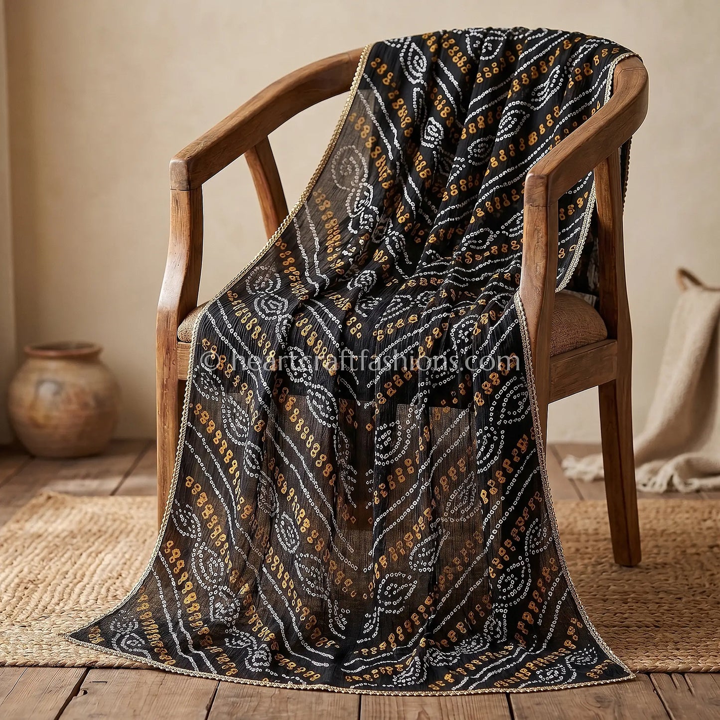 Black Chiffon Bandhej Dupatta
