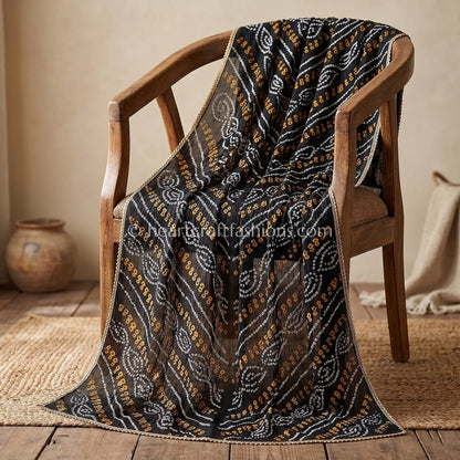 Black Chiffon Bandhej Dupatta