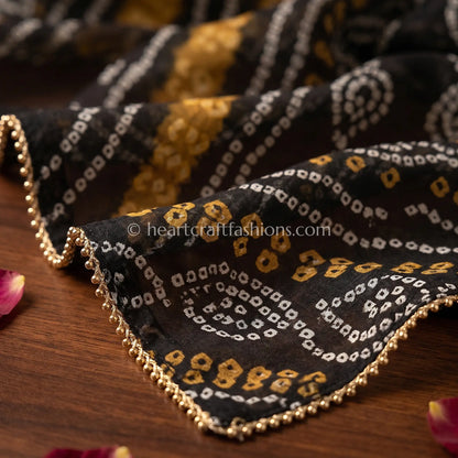 Black Chiffon Bandhej Dupatta