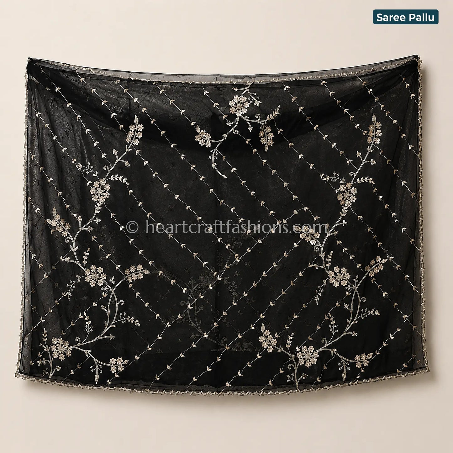 Black Elegance Kora Silk Pita Work Saree