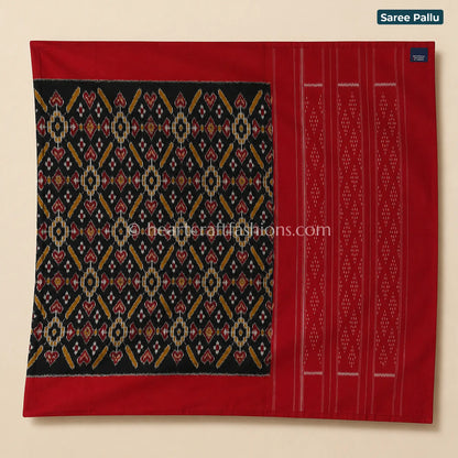 Black & Red Mercerized Cotton Patola Saree