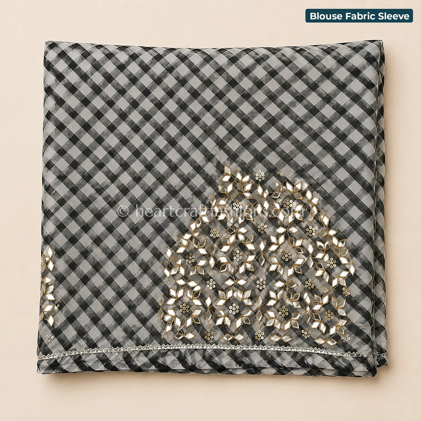 Black & White Lehariya Kora Silk Kacchi Patti Gota Handwork Saree