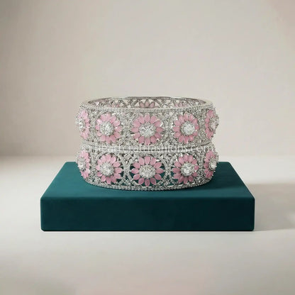 Blossom Radiance Openable Zircon Bangles – Baby Pink
