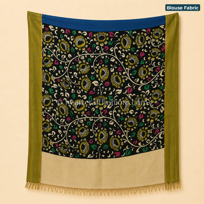 Blue & Magenta Multicolor Kalamkari Bangalore Silk Saree