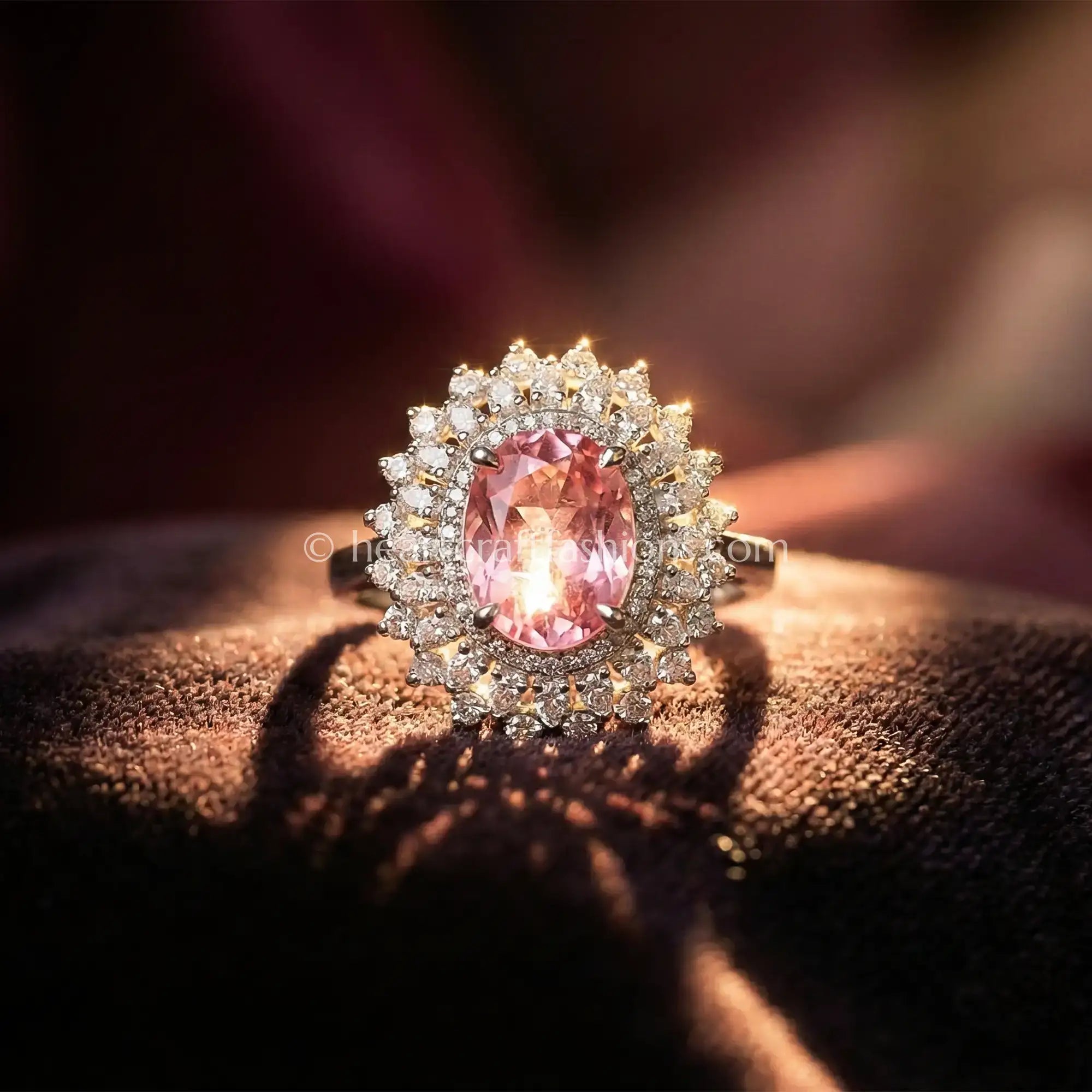 Blush Oval Halo Ring