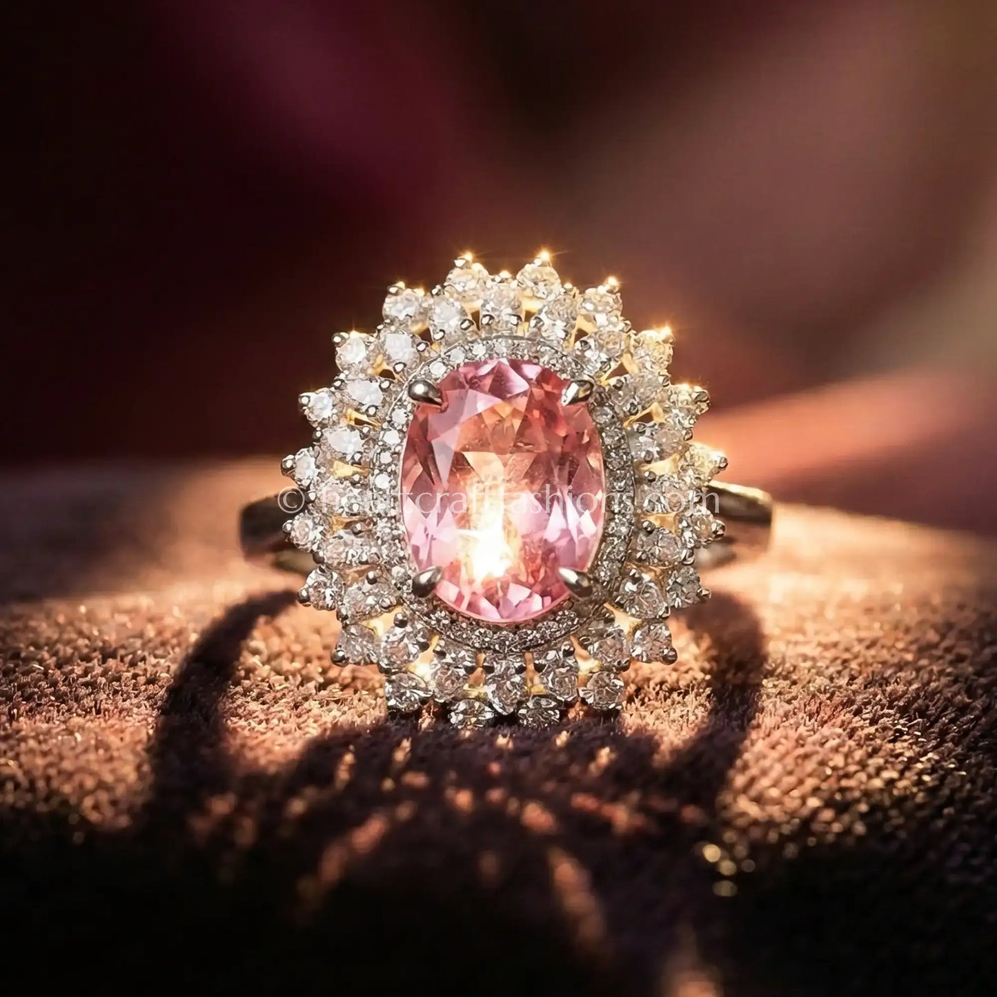 Blush Oval Halo Ring