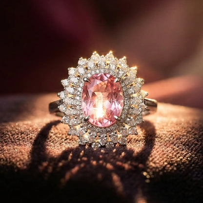 Blush Oval Halo Ring