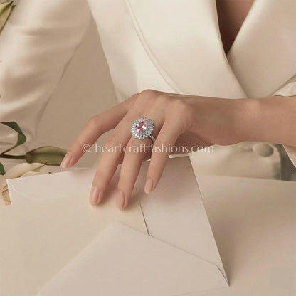 Blush Oval Halo Ring