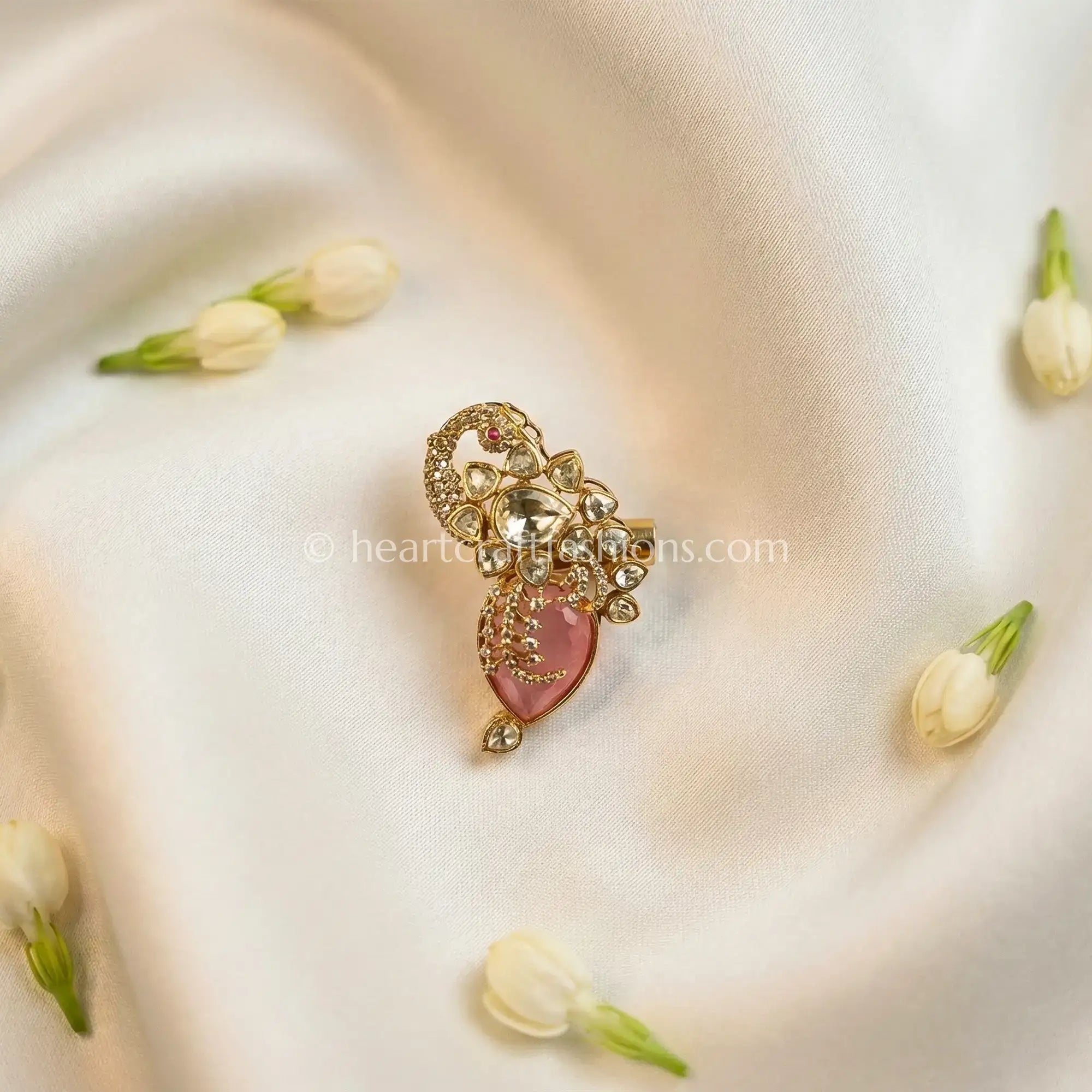 Blush Pink Kundan Floral Designer Brooch