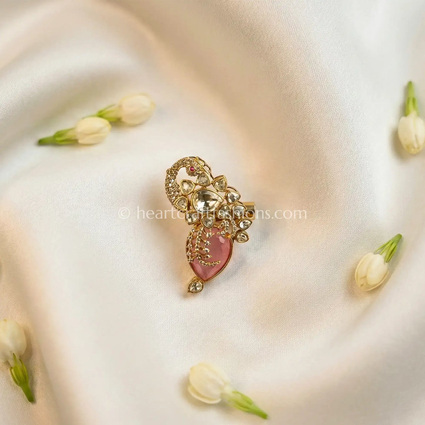Blush Pink Kundan Floral Designer Brooch