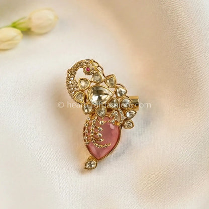 Blush Pink Kundan Floral Designer Brooch