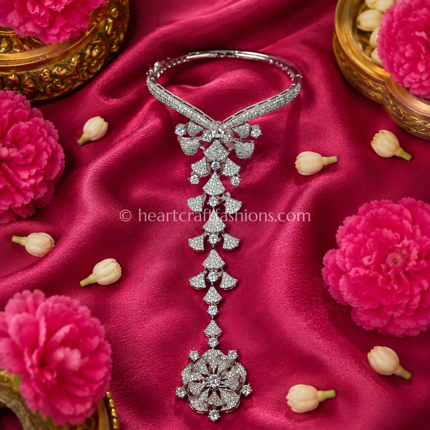 Cascading Fan Lattice Hathphool (Hand Harness)